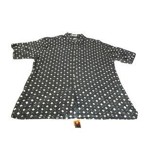 Pierre Cardin Rayon Shirt Men M Black White Geometric Diamond Print Button Up